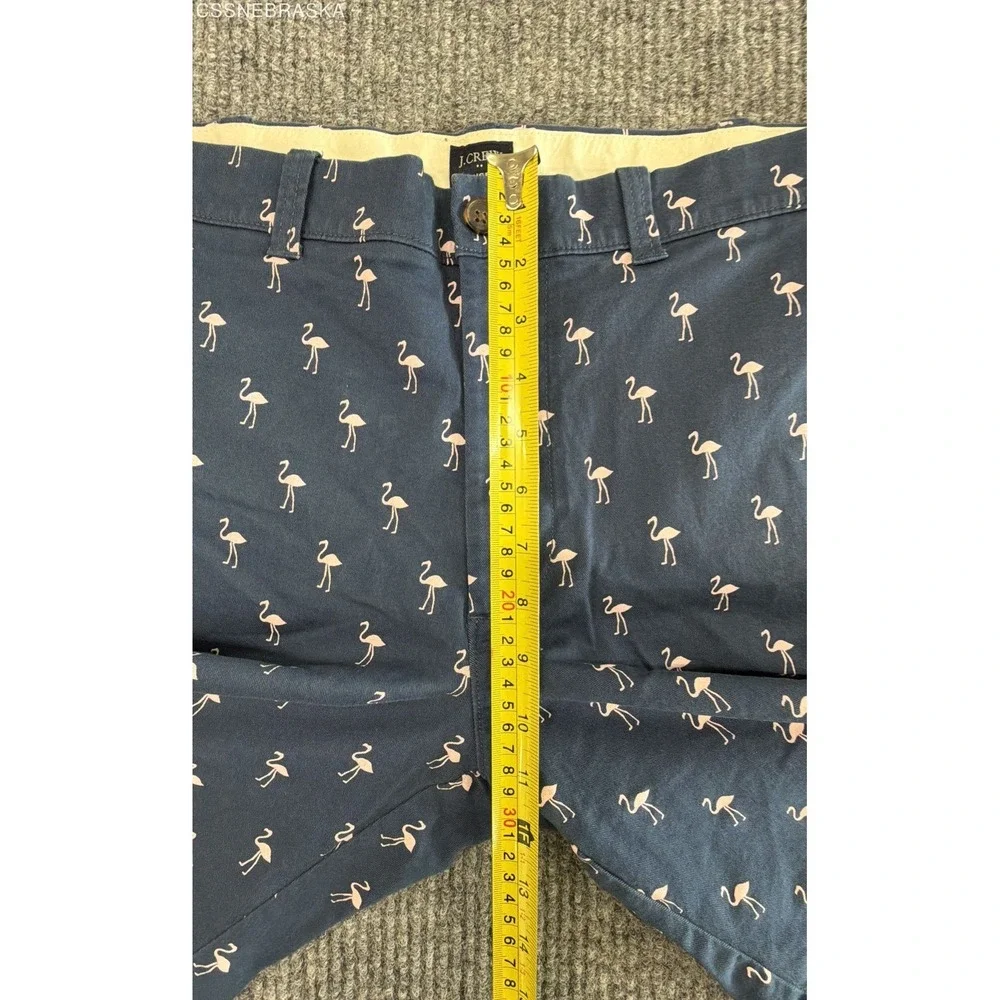 J.Crew Men's Navy Blue Flamingo Print Chino Shorts 9
